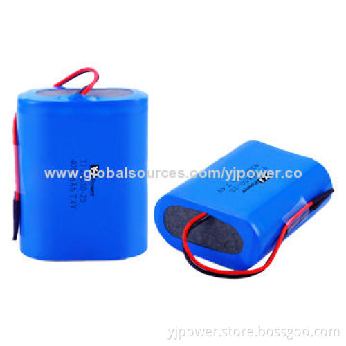 26650 Li-ion Batteries with 4,000mAh/7.4V, Sized 26.4 x 52.5 x 65.5mm